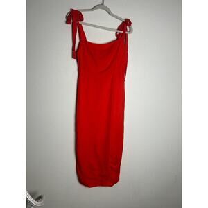 CAPULET Camille Midi Linen Blend Sleeveless Dress Orange Red Women's Size Medium